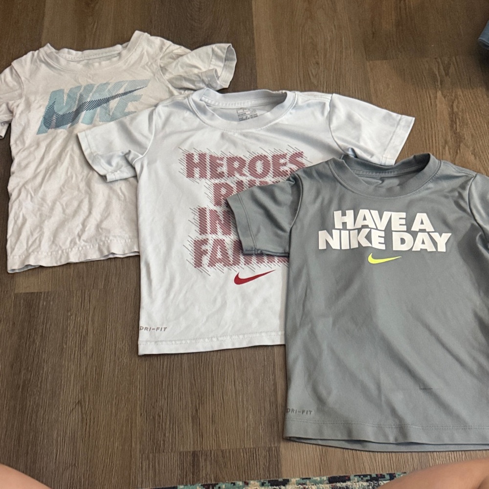 Nike Kids' Tees - White, Gray, Red Accents